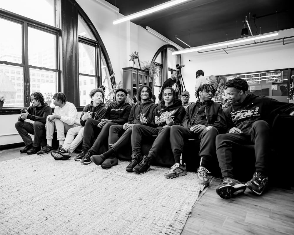 The audience seated for the fireside chat