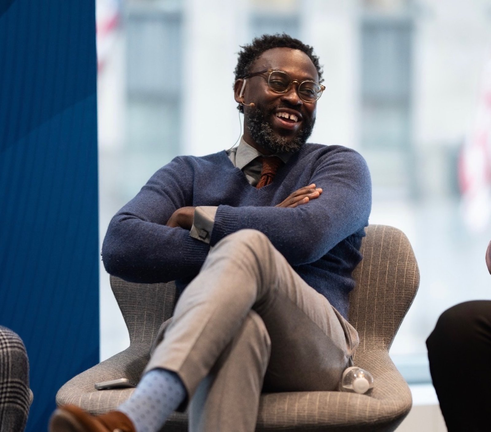Jeff Lindor, founder of Gentlemen's Factory, smiling at a panel discussion