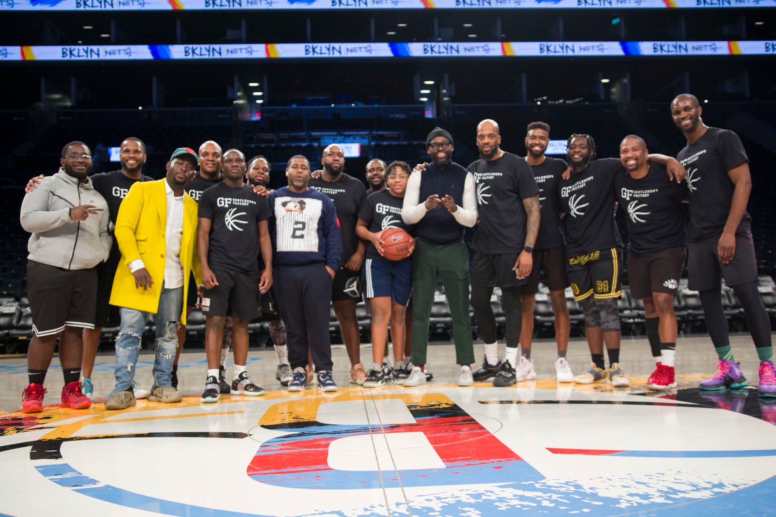 Gentlemen's Factory members playing basketball together at Barclays Center