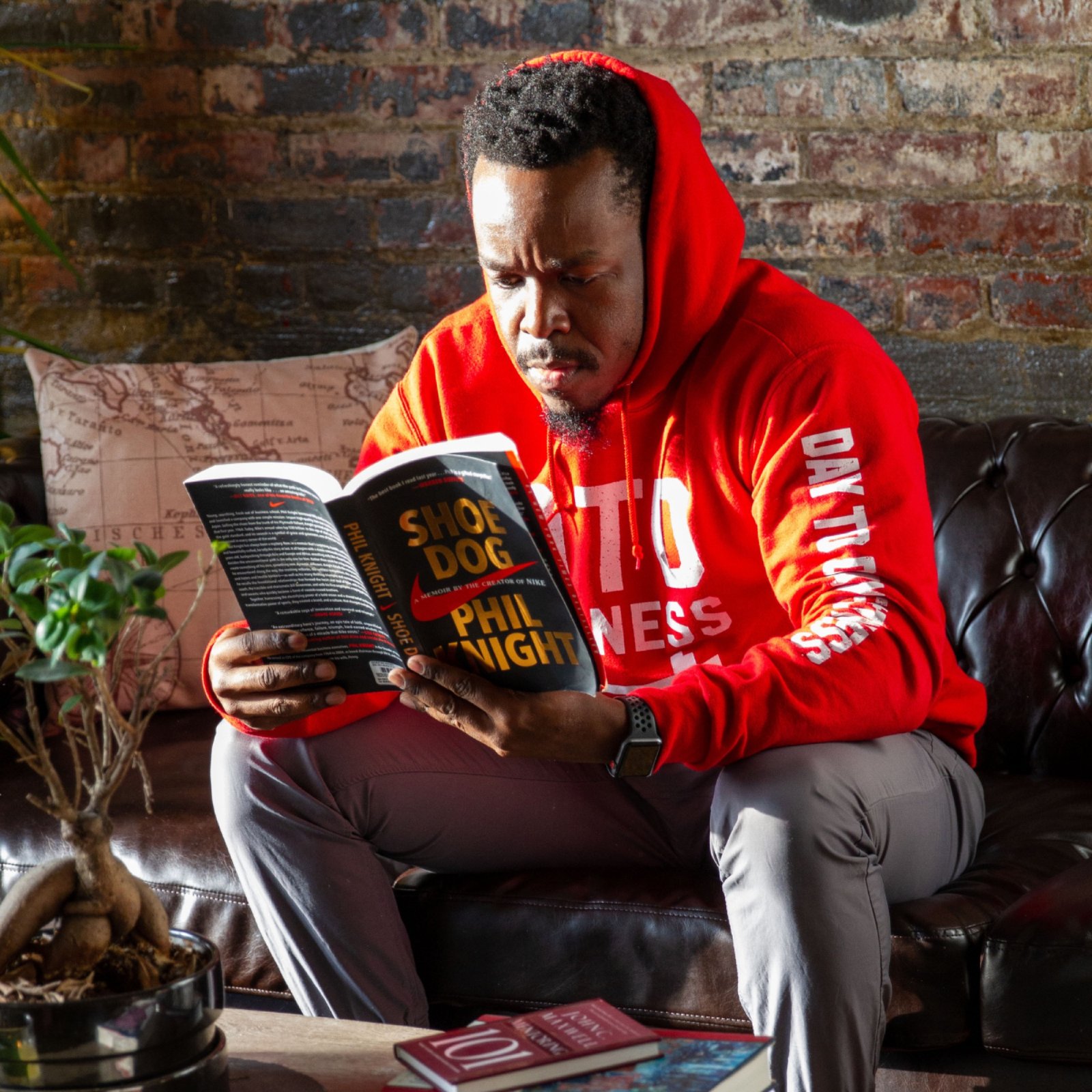 A Gentlemen's Factory member reading in one of GF's shared spaces